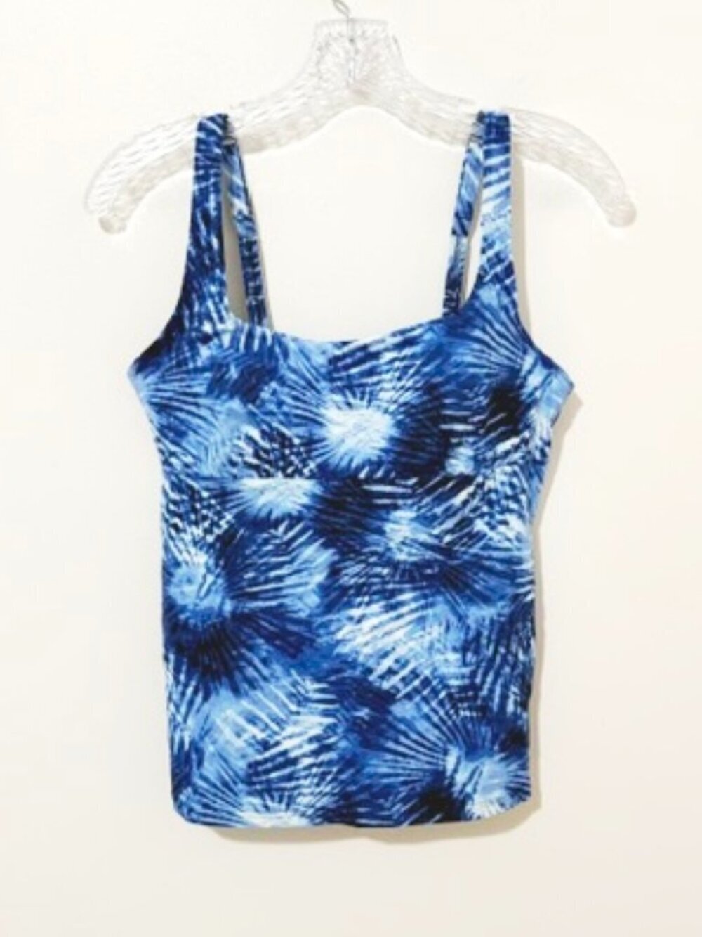 Lands' End Deep Sea Navy Tie Dye Underwire Tankini Top Size 8 NWT